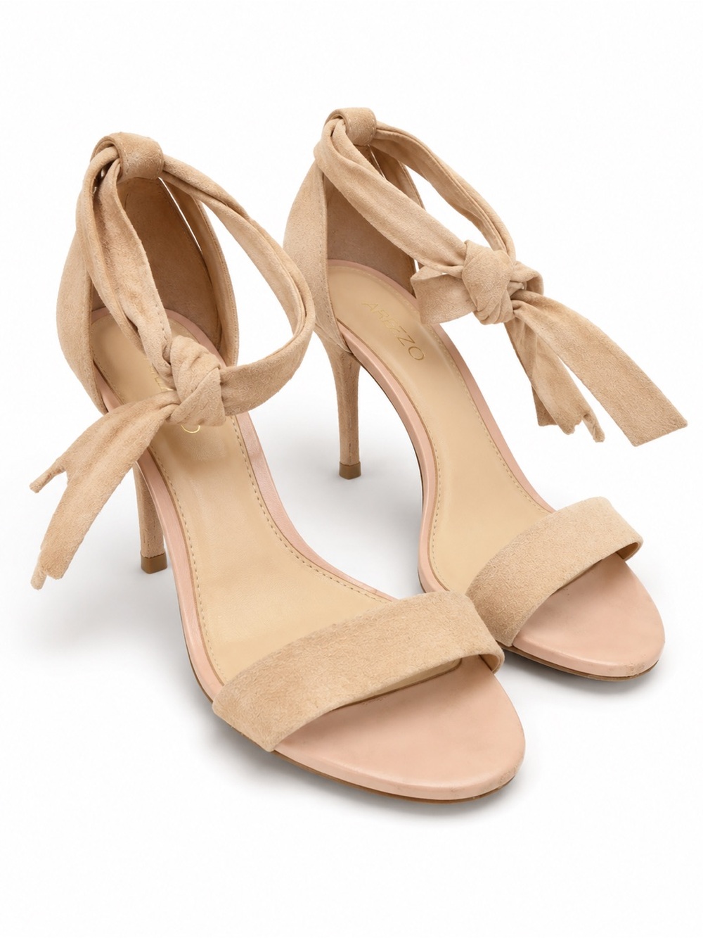 Arezzo Nude Suede Wrap Ankle Tie Stiletto Heels EUR 38